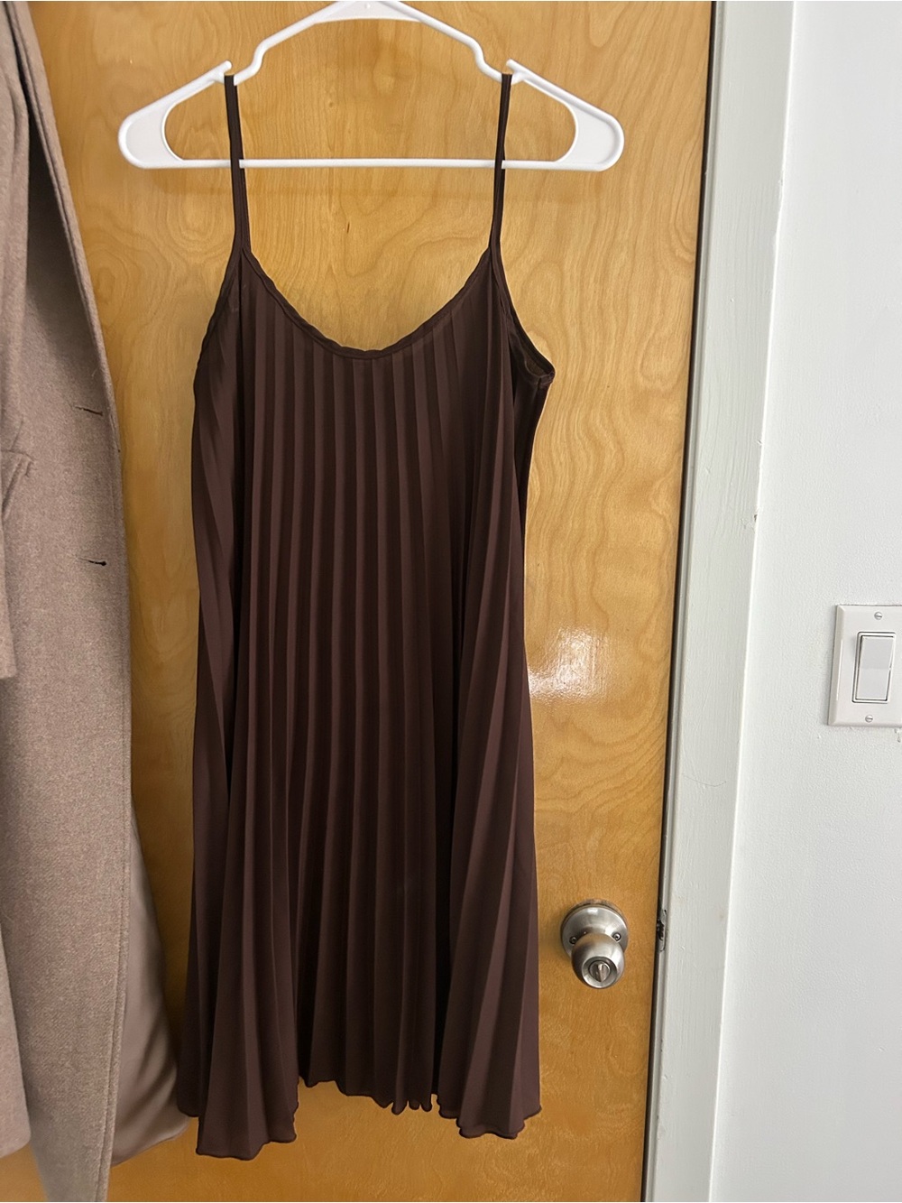 Brown Pleated Slip Dress - Women